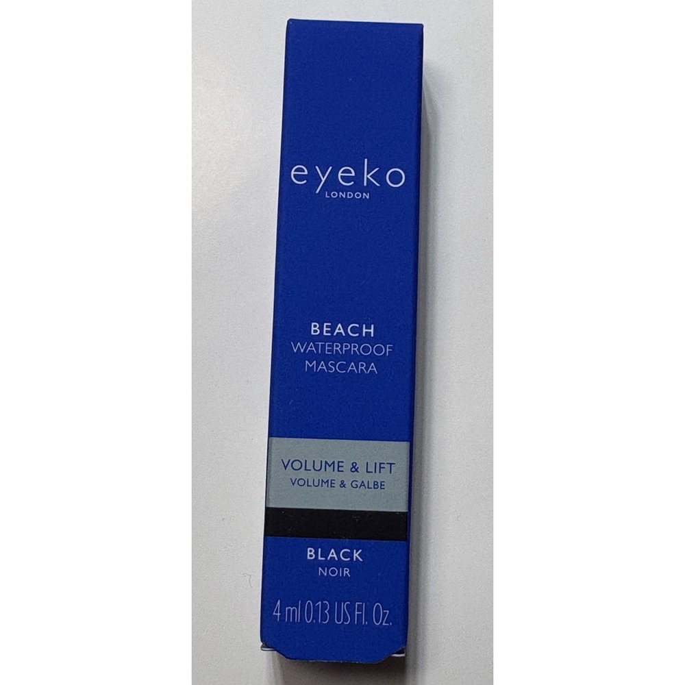 NEW Eyeko London Beach Waterproof Mascara BLACK Noir Volume & Lift Travel 4ml